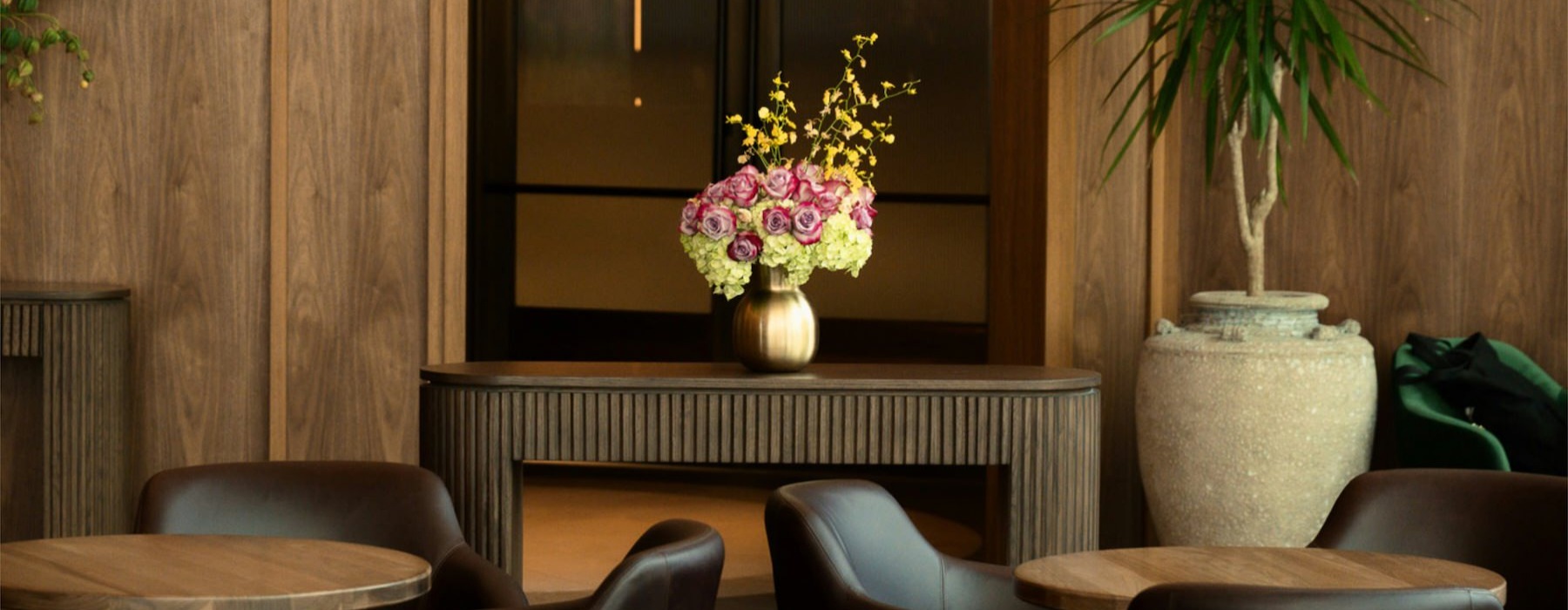 a room with chairs and tables