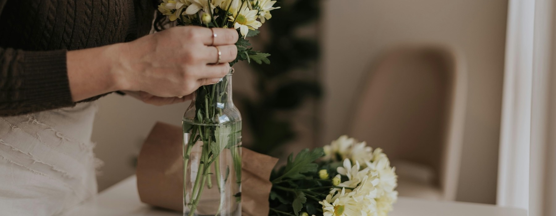 a person holding flowers